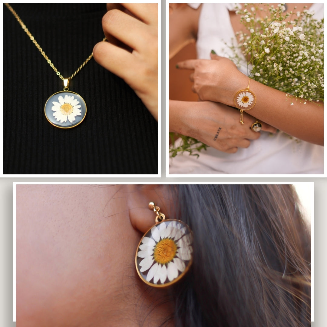 White Daisy Golden Combo Set