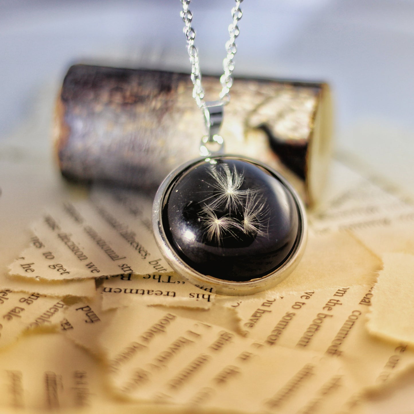 Black Dragon Dandelions Unisex Necklace