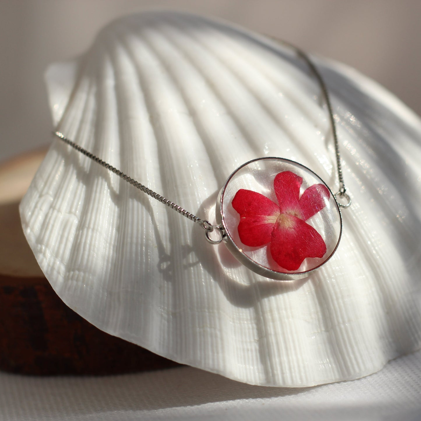 Coral Red Rose Petal Bracelet