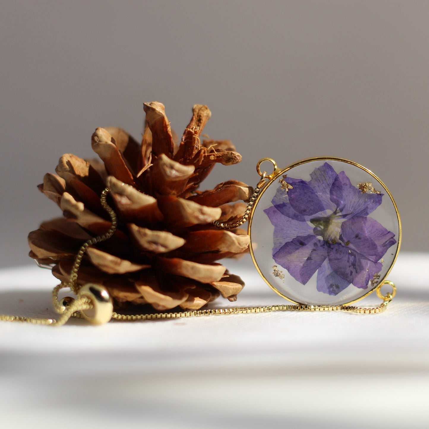 Purple Larkspur Gold Bracelet