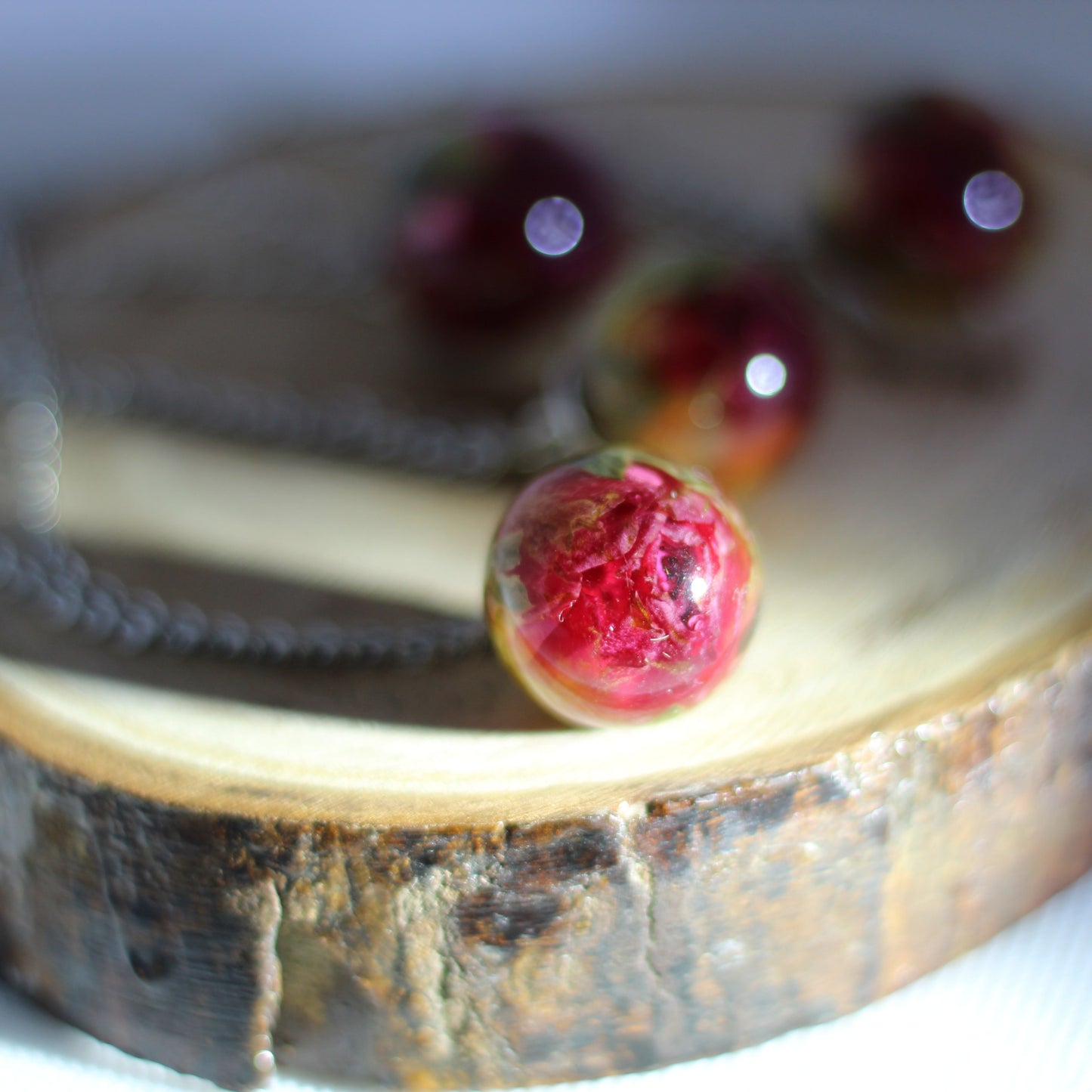 Rose Flower Sphere Necklace