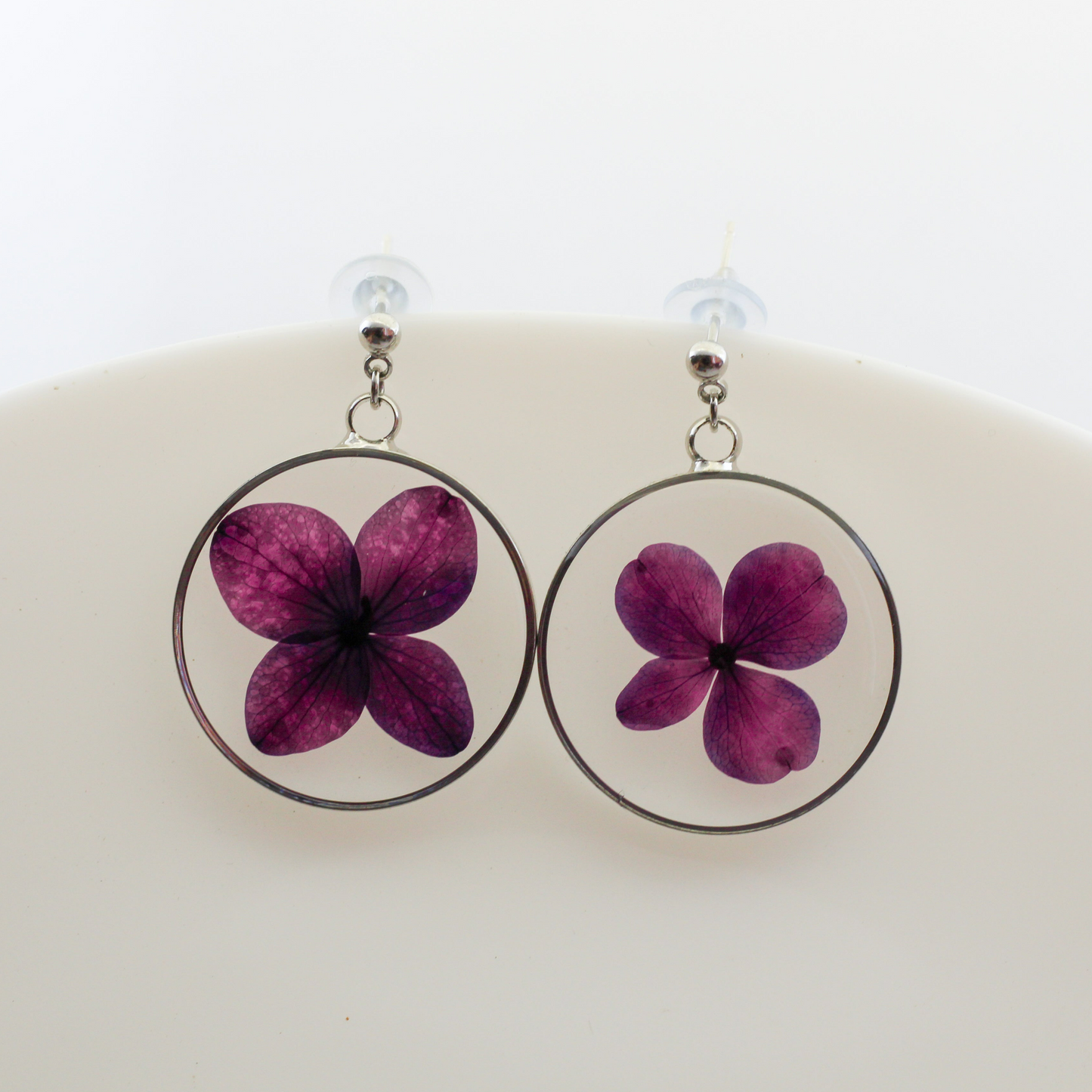 Dark Pink Hydrangea Earrings