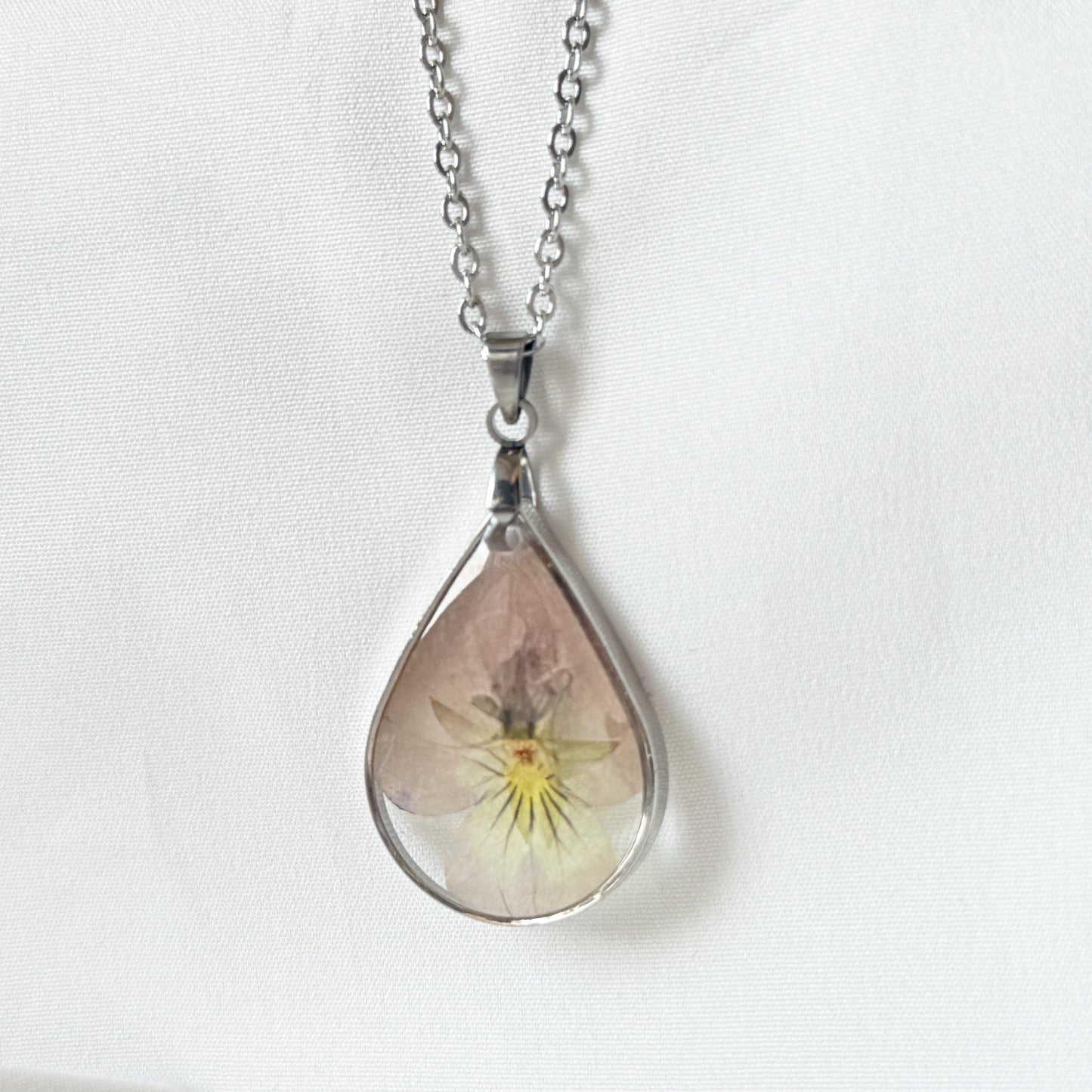 Pansy Drop Silver Necklace