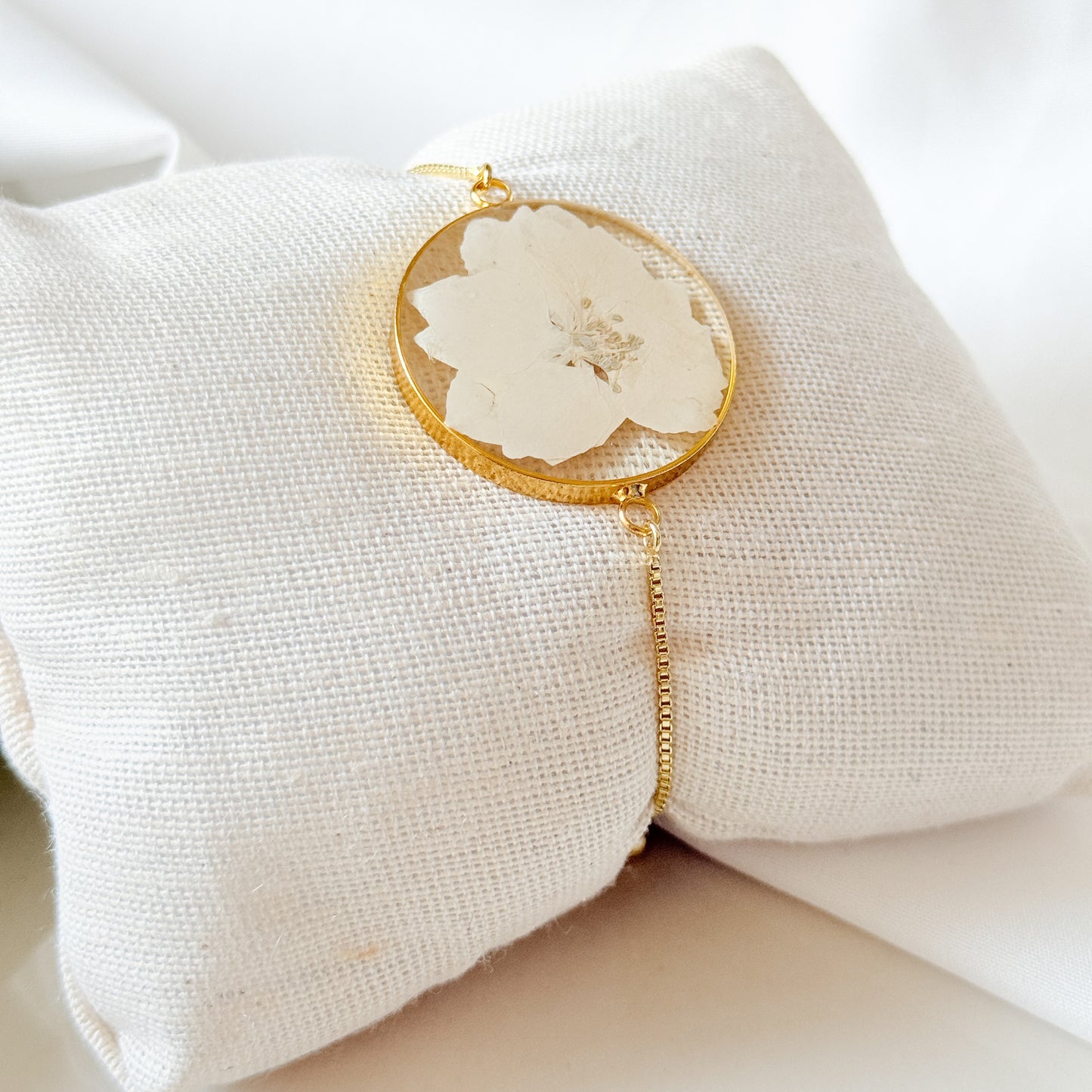 White Larkspur Gold Bracelet