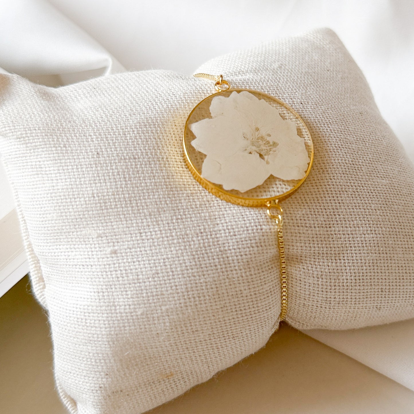 White Larkspur Gold Bracelet