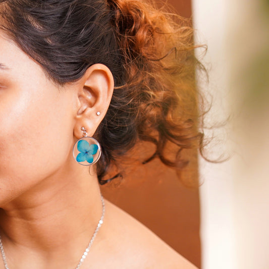 Dark Blue Hydrangea Earrings