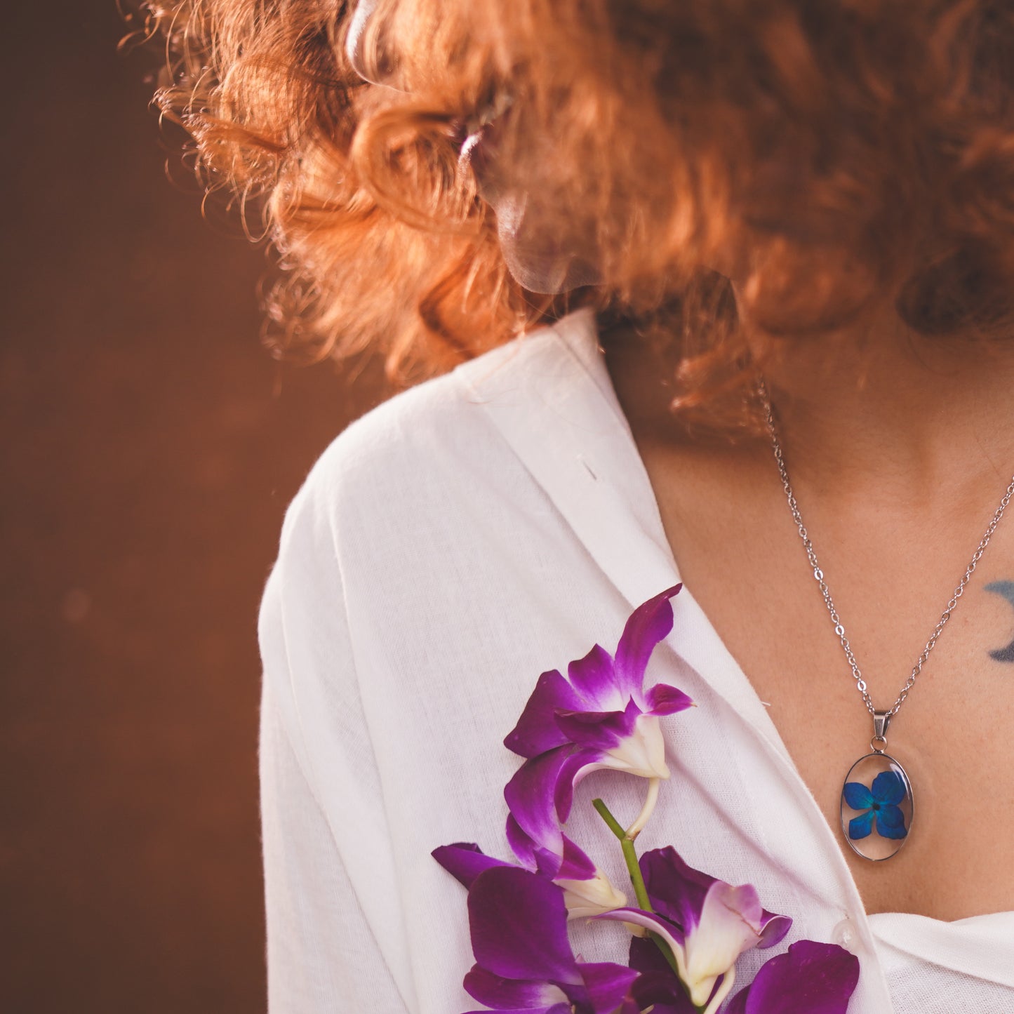 Nikko Blue Hydrangea Necklace