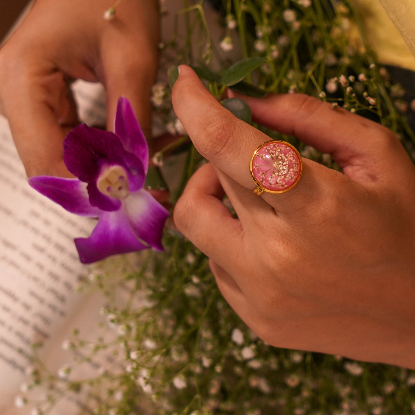 Pink Bird's Nest Ring