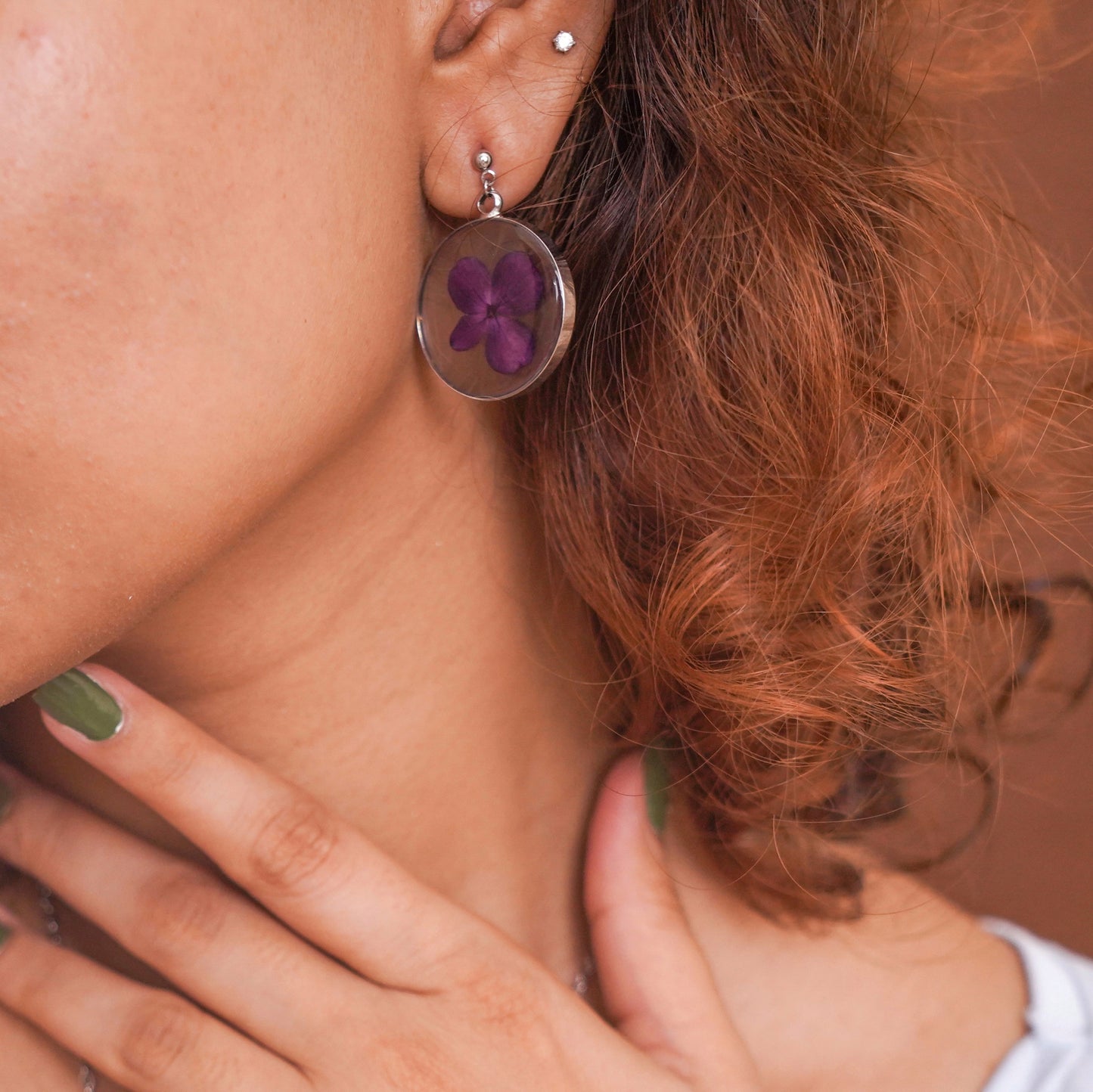 Dark Pink Hydrangea Earrings