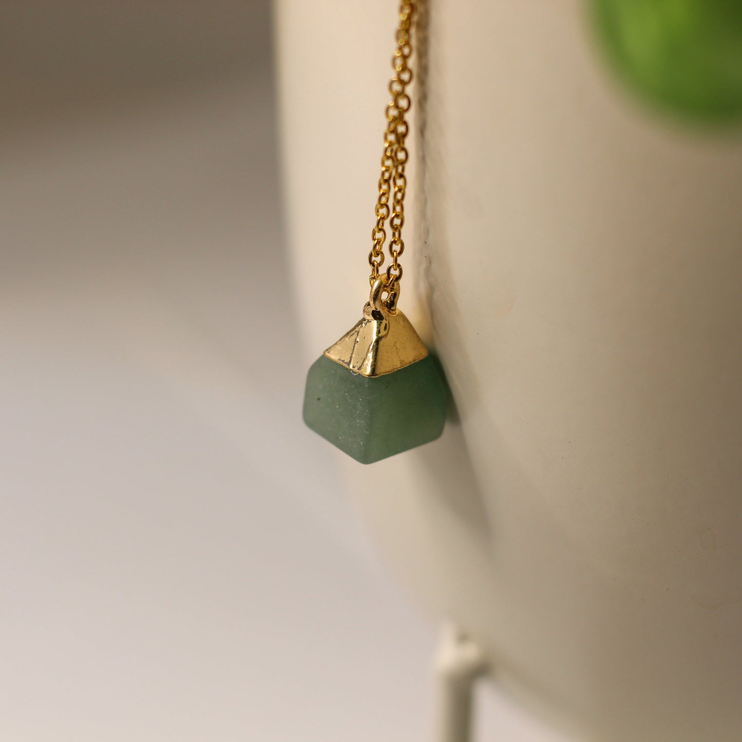 Raw Stone Crystal Necklace Square (Teal)