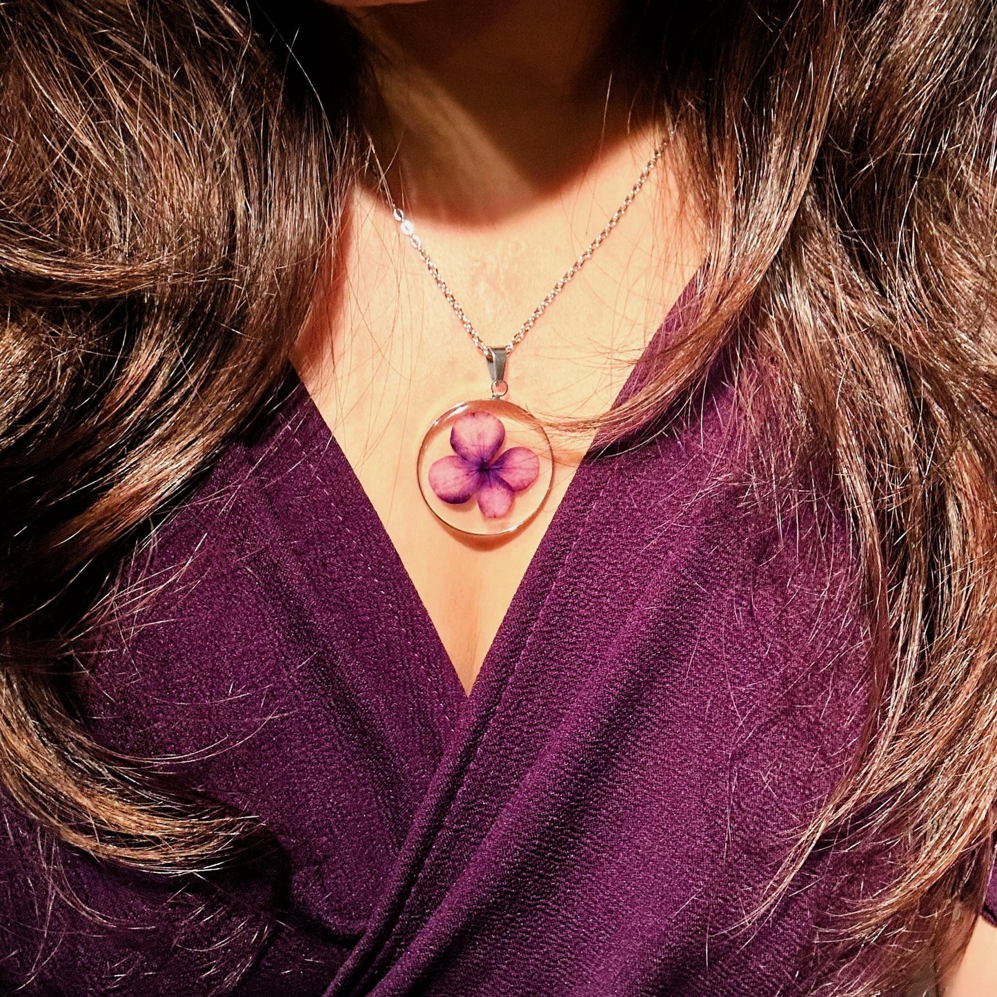 Purple Hydrangeas Necklace