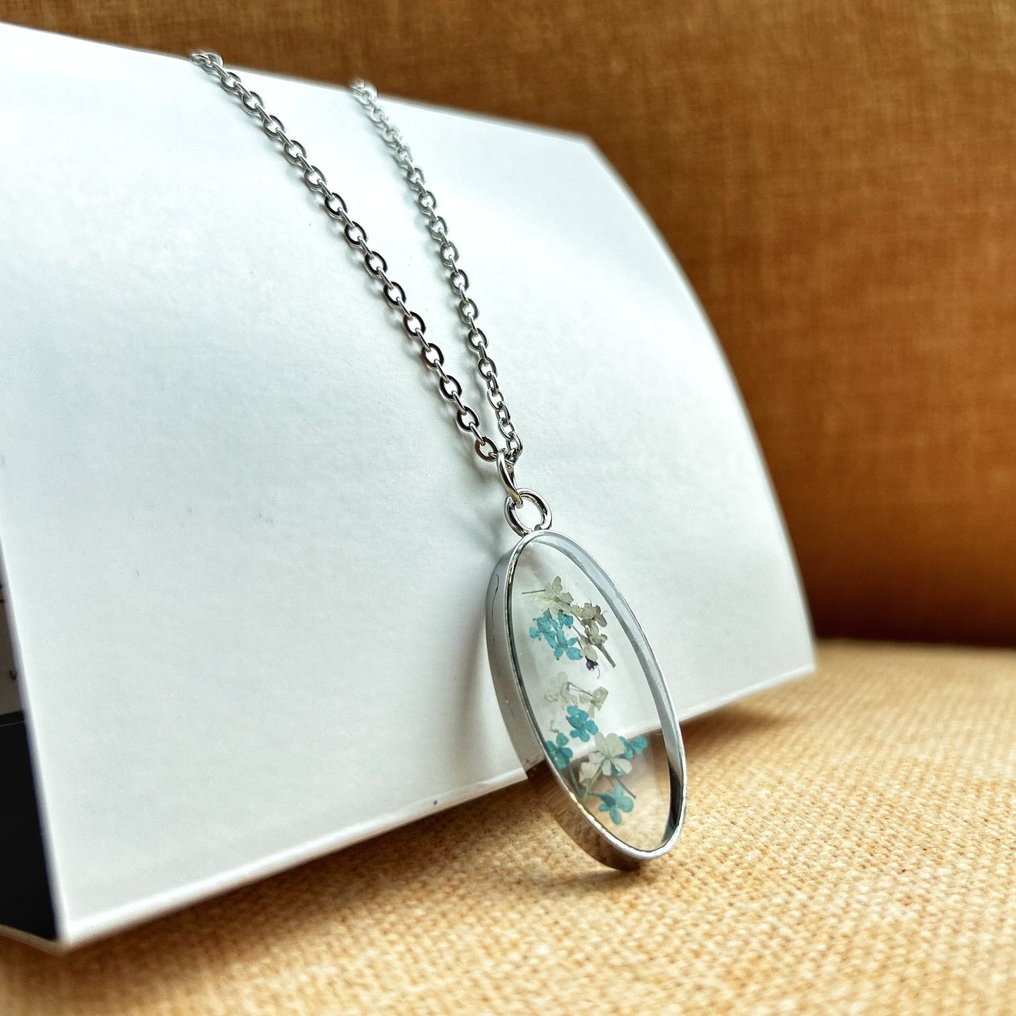 Oval Blue Silver Necklace