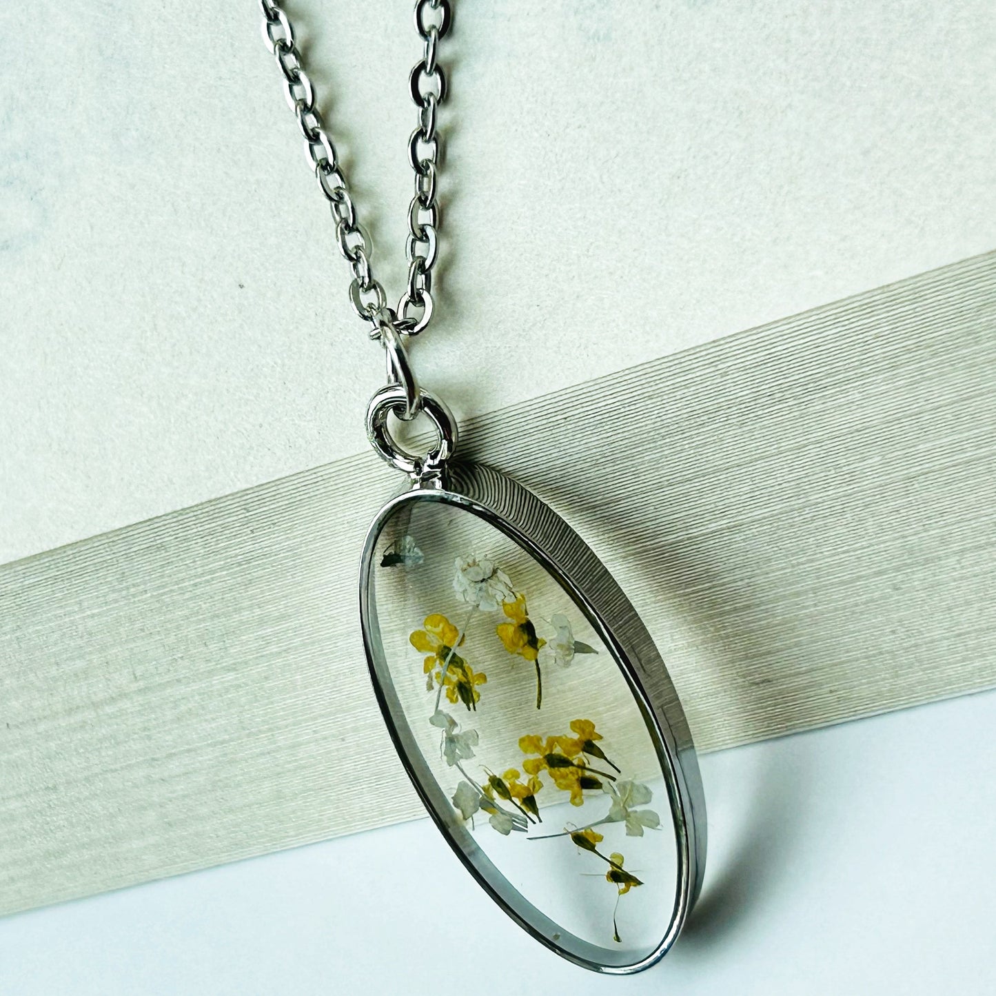 Oval Yellow Silver Necklace