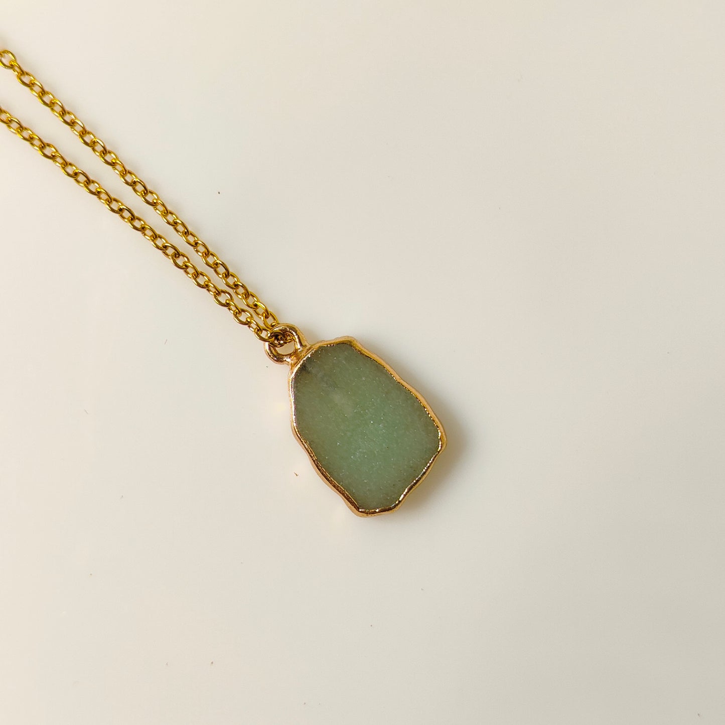 Raw Stone Crystal Necklace (Green)