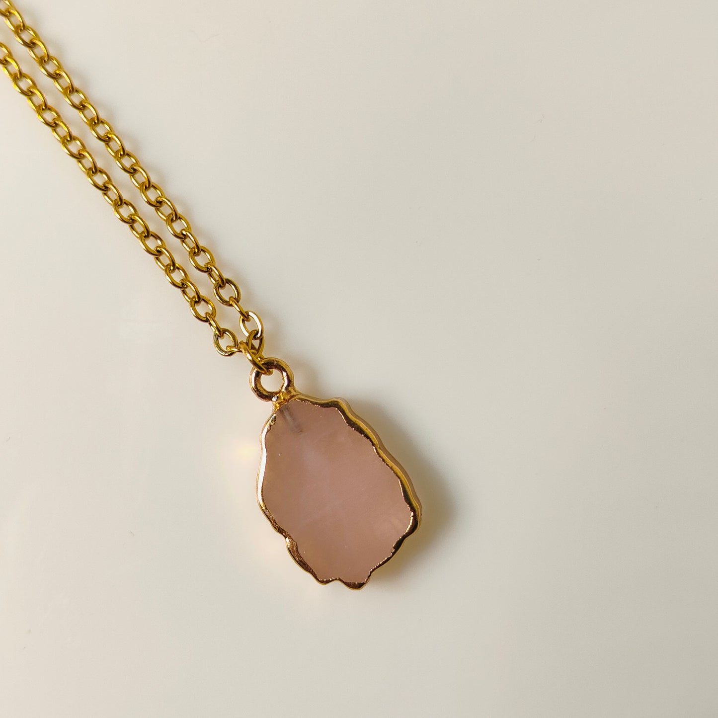 Raw Stone Crystal Necklace (Pink)