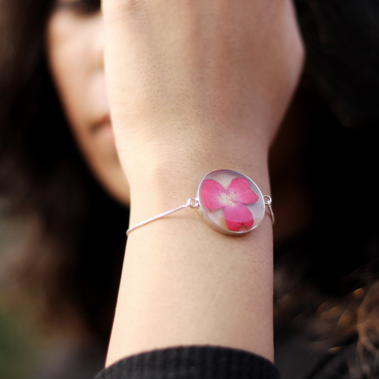 Coral Red Rose Petal Bracelet